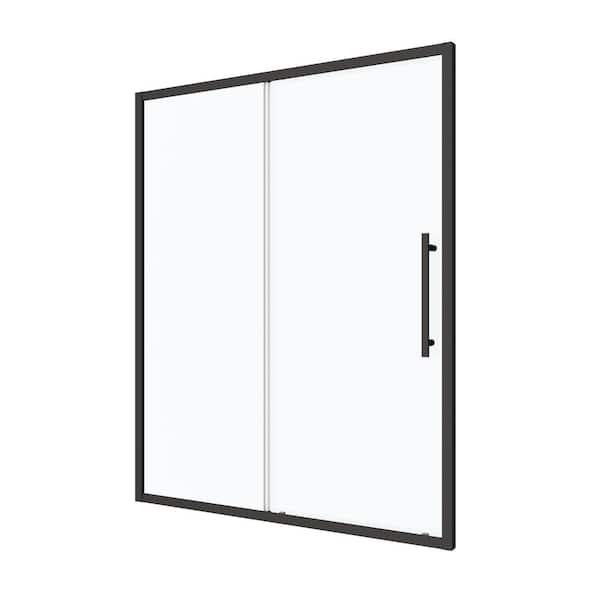 TCYO 54 in. W x 72 in. H Sliding Framed Shower Door in Matte Black Finish with Clear Glass