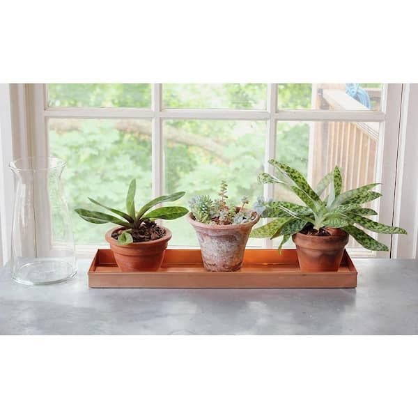 20 in. W x 2 in. H x 5 in. D Polished Copper Plated Stainless Steel Long Decorative Tray