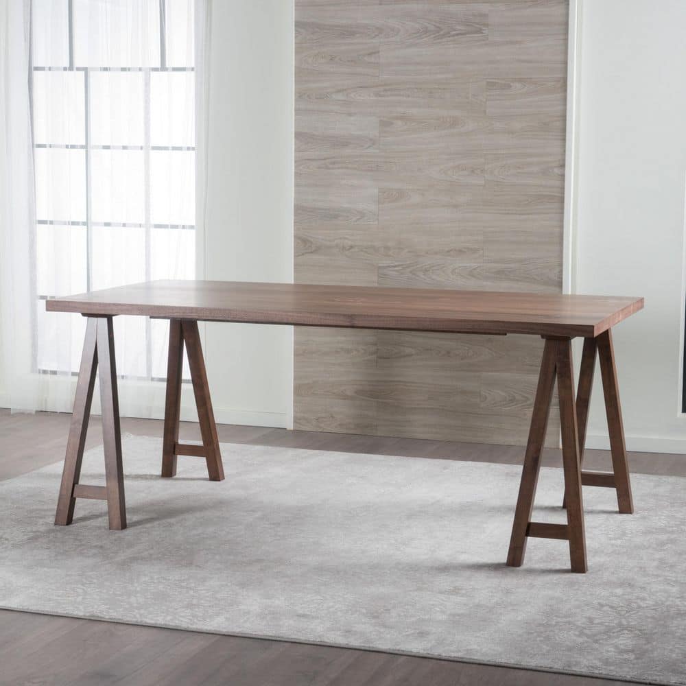 Rectangular Walnut Wood 35.4 in. Solid Rubber Wood 4-Legs Dining Table Seats 6