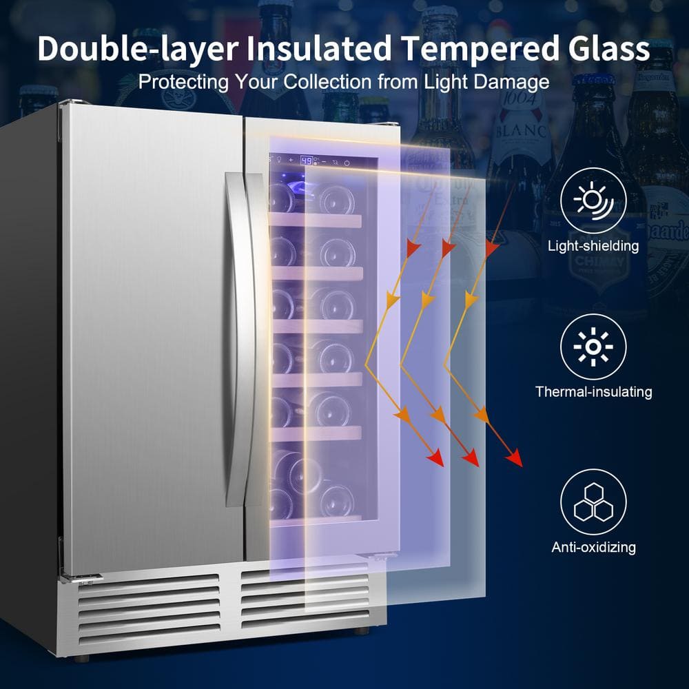 Silver Dual Zone 18 Bottle and 57 Can Wine and Beverage Refrigerator