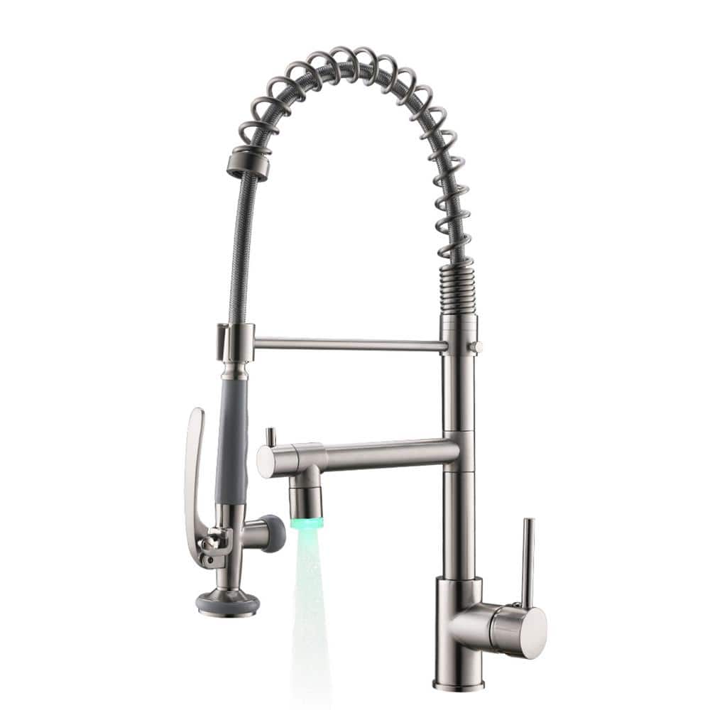 Commercial Kitchen Faucet Pull Down Sprayer Brushed Nickel, Single Handle Kitchen Sink Faucet price history on PriceWatchPro