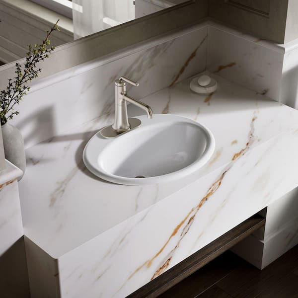 Farmington 19.3 in. x 16.25 in. Drop-In Bathroom Sink in White Cast Iron