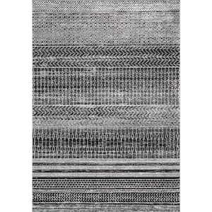 Nova Dark Grey 2 ft. x 3 ft.  Striped Area Rug