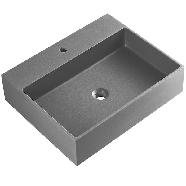 26 in. Single Faucet Hole Wall-Mount Install or On Countertop Bathroom Sink in Matte Gray