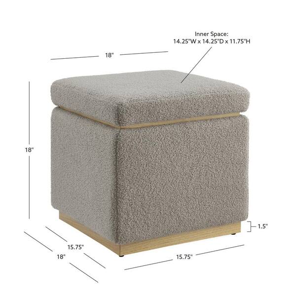 Linon Home Decor Savoy Grey Square Storage Ottoman THD04173 The