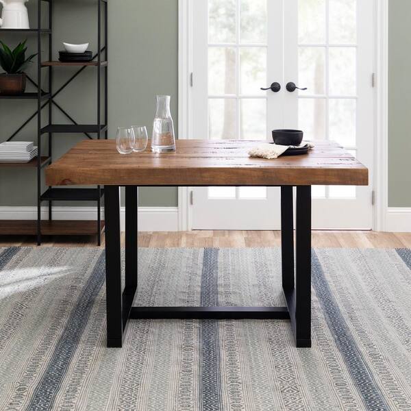 Welwick Designs 52 In Reclaimed Barnwood Distressed Solid Wood Dining Table Hd8096 The Home Depot