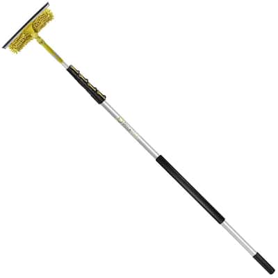 6 ft. - 24 ft. Extension Pole + 11" Dual Pivot Squeegee Scrubber Combo with Handle - Includes 3-Sizes of Squeegee Blades