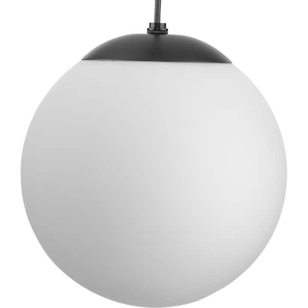 Progress Lighting Atwell Collection Matte Black and Opal Glass Globe Medium Hanging Pendant Light