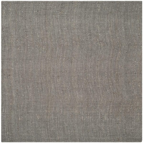 SAFAVIEH Natural Fiber Light Gray 10 ft. x 10 ft. Woven Crosstitch Square Area Rug