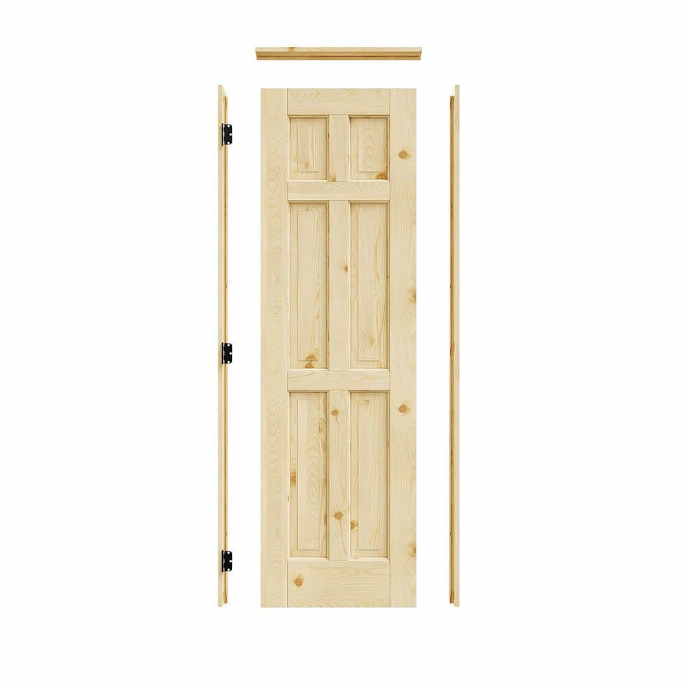 24 in. x 80 in. Right Hand 6-Panel Solid Core Unfinished Pine Wood Single Prehung Interior Door+ Quick Assemble Jamb price history on PriceWatchPro