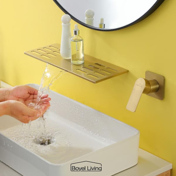 Single Handle Wall Mounted Faucet with Valve in Brushed Gold