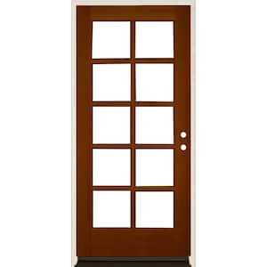 36 in. x 80 in. French LH Full Lite Clear Glass Red Chestnut Stain Douglas Fir Prehung Front Door