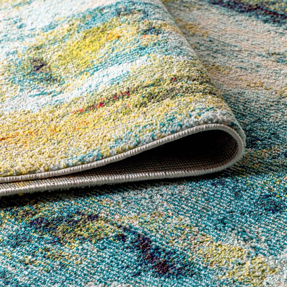Contemporary Abstract Multicolor Synthetic 5' x 8' Area Rug