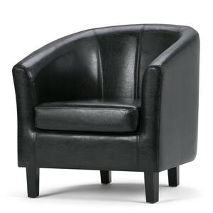 Austin 30 in. Wide Contemporary Tub Chair in Black Faux Leather