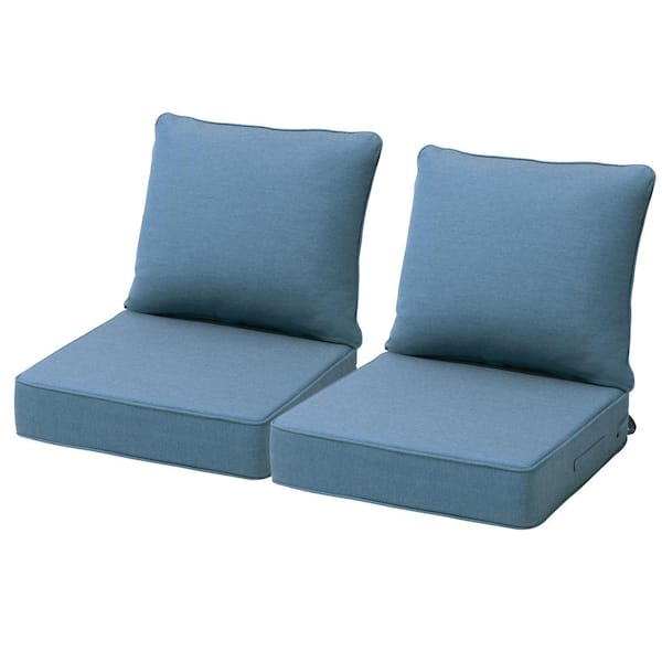 24 in. x 24 in. Sunbrella 2-Piece Deep Seating Outdoor Cushion Patio Deep Seat Cushions in Spectrum Denim Blue