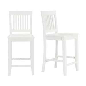 Scottsbury White Wood Counter Stool with Slat Back (Set of 2) (19.14 in. W x 38.59 in. H)