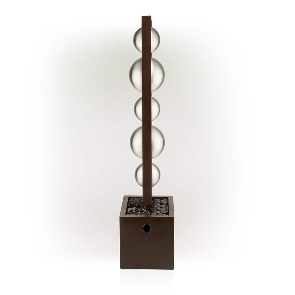 55" Silver and Brown Stainless Steel Column Fountain