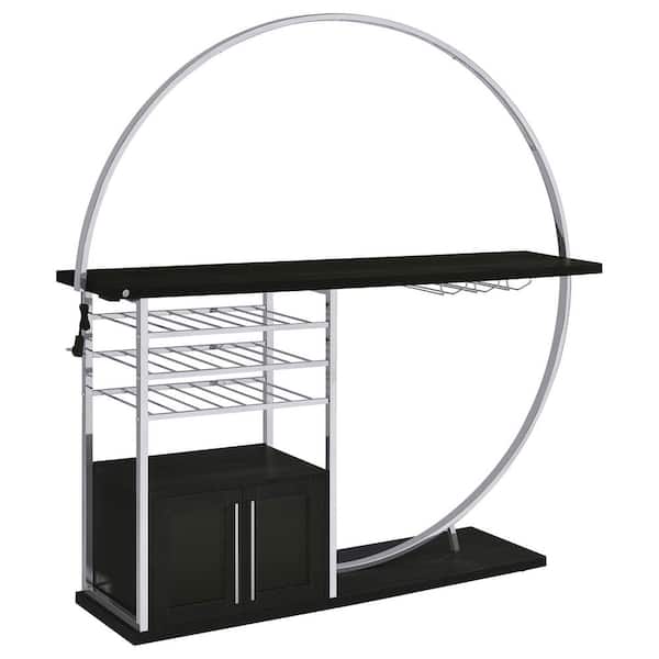 Coaster Risley Dark Charcoal 2-door Circular LED Home Bar with Wine Storage