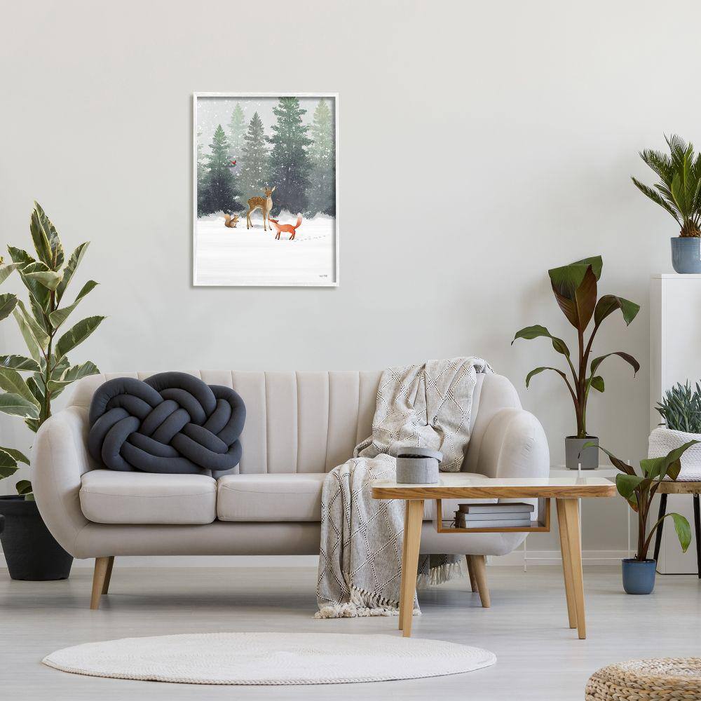 Winter Forest Animals White Framed Wall Art Print, 24 x 30