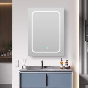 Baily 20 in. W x 30 in. H Small Rectangular Silver Aluminum Surface Mount Medicine Cabinet with Mirror Left