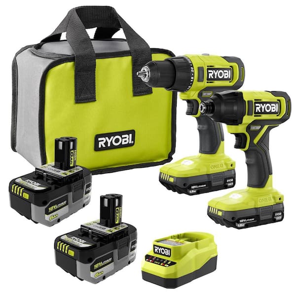 ONE+ 18V Cordless 2-Tool Combo Kit w Drill/Driver, Impact Driver, Batteries, Charger & (2)6Ah HIGH PERFORMANCE Batteries