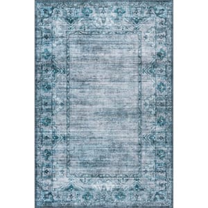 Eveline Distressed Persian Machine Washable Blue 5 ft. x 8 ft. Area Rug