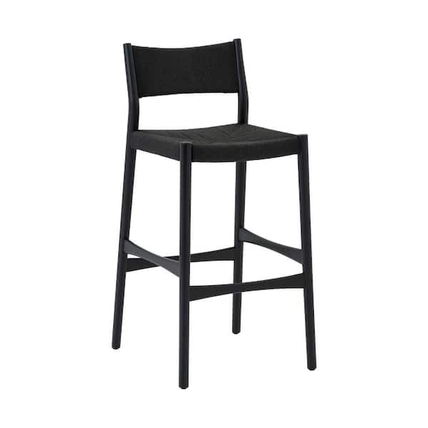 33 in. Black Low Back Wood Bar Stool