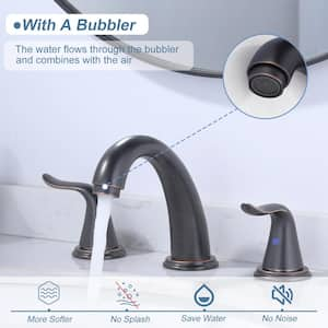 Double Handles Oil Rubbed Bronze 8 in. Widespread Bathroom Faucet, with Pop Up Drain