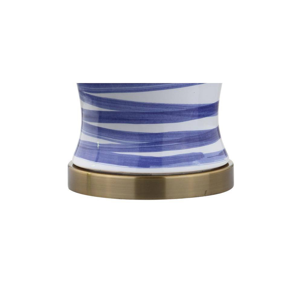 Joelle 29" Blue and White Ceramic Table Lamp with Cotton Shade