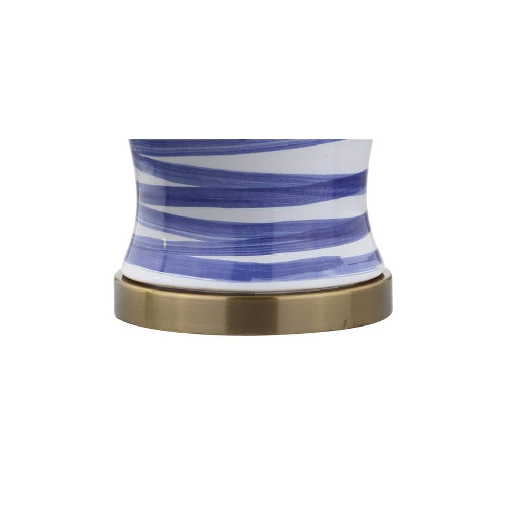 Joelle 29" Blue and White Ceramic Table Lamp with Cotton Shade