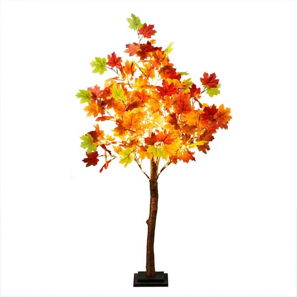 4 ft. Pre-Lit Shades of Autumn Maple Artificial Fall Tree with 180 Warm White LED Lights