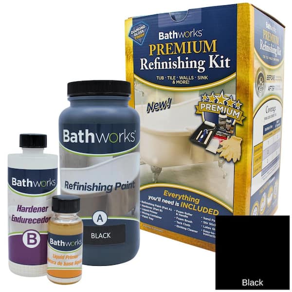 BATHWORKS 20 oz. DIY Bathtub and Tile Refinishing Kit- Black