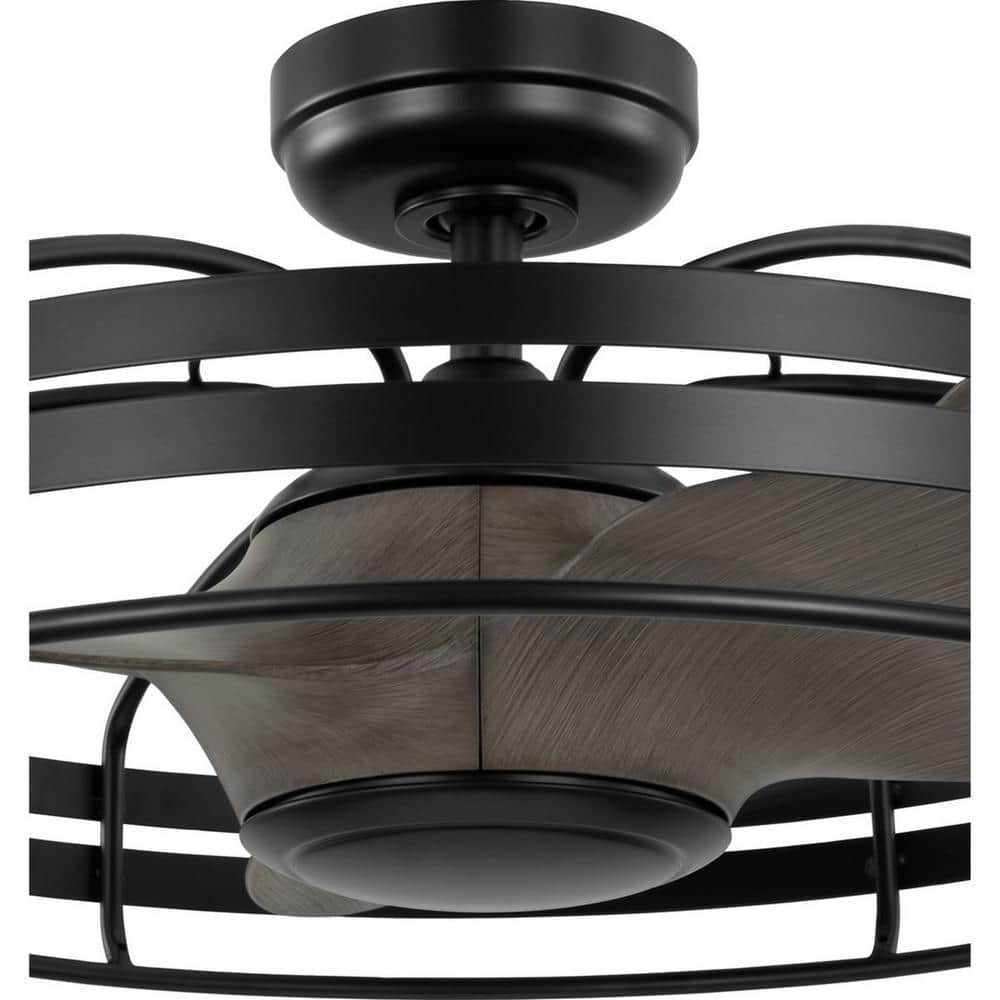 Matte Black 26" Industrial Chandelier Ceiling Fan with Remote