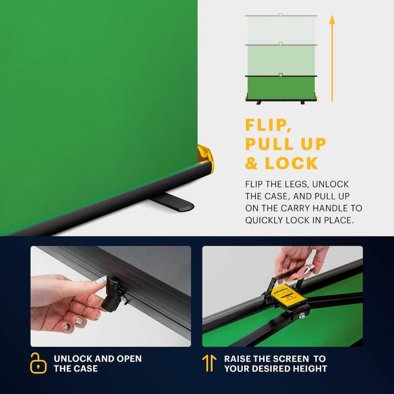 Green Screen, Portable Chroma Key Backdrop and Built-in Green Screen Stand