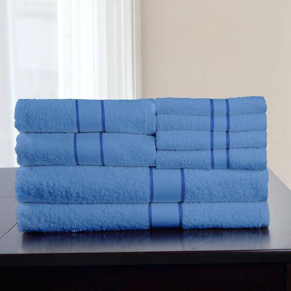 Lavish Home 8-Piece 100% Cotton Bath Towel Set in Blue