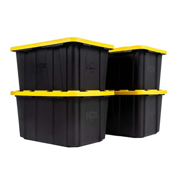 27 Gal. Tough Storage Tote in Black and Yellow (4-Pack)