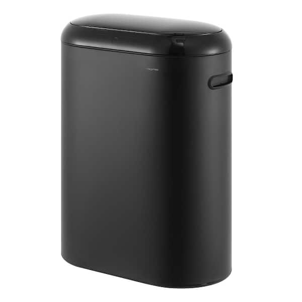 happimess Robo Kitchen 13.2-Gal. Slim Oval Motion Sensor Touchless Trash Can with Touch Mode, Charcoal Black