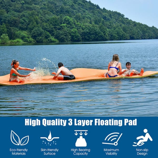 3-Layer Tear-proof Water Mat Floating Pad Island Water Sports Relaxing Yellow 