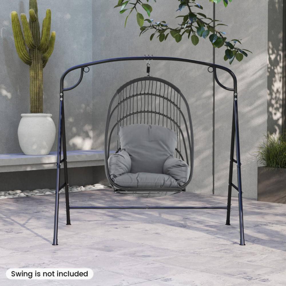 Black Heavy-Duty Metal Swing Stand with Reinforced Crossbars