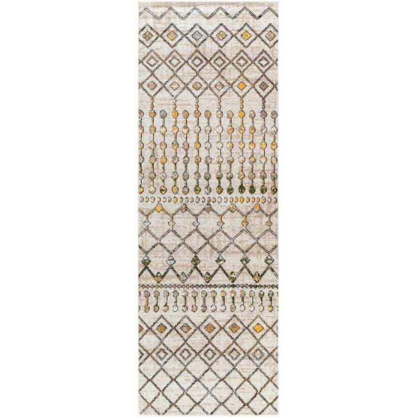 Livabliss Eastman Taupe 3 ft. x 7 ft. Global Indoor Machine-Washable Runner Rug
