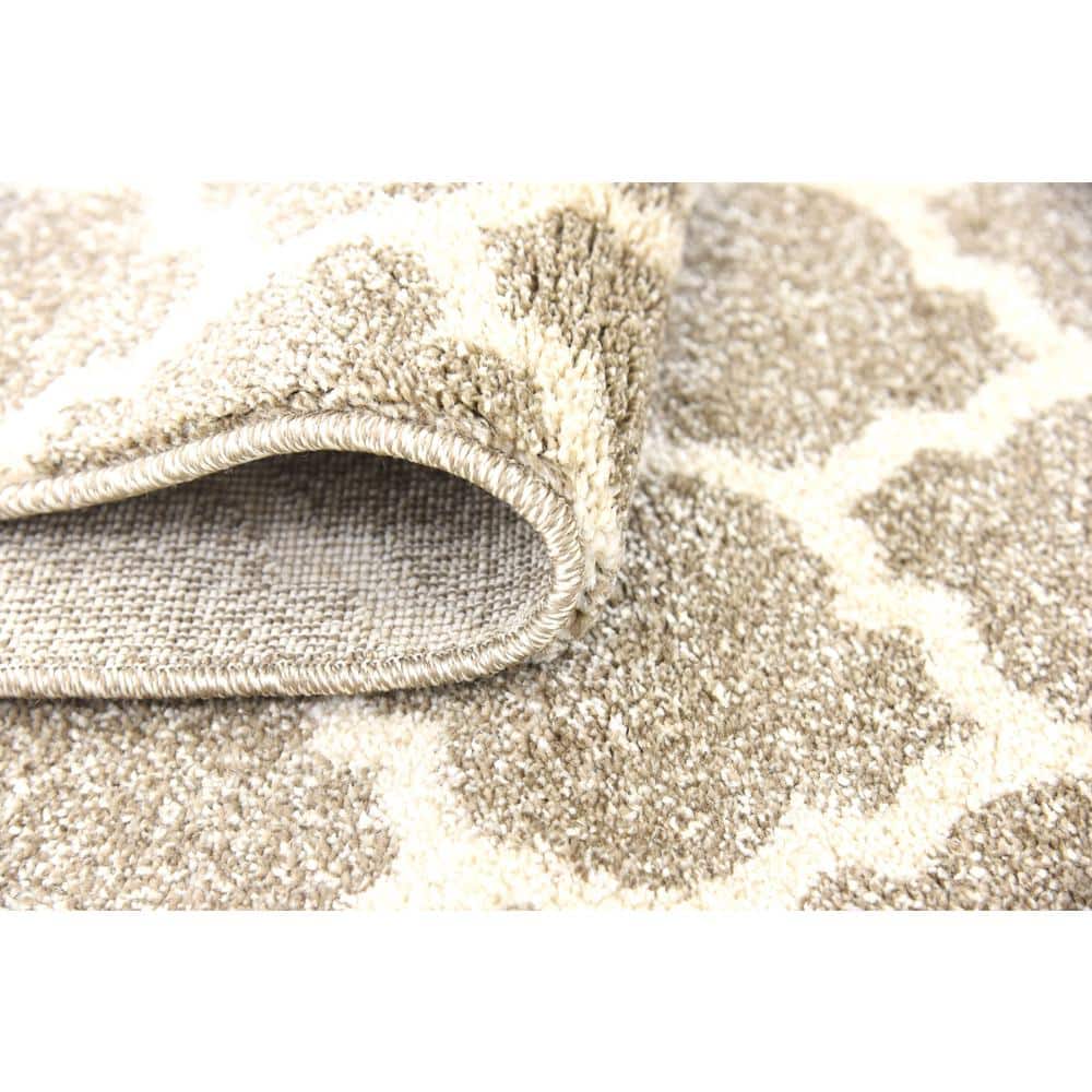 Elegant Trellis Light Brown 8ft Indoor Runner Rug - Easy Care & Stain-Resistant
