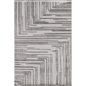 Ziva Gray 8 ft. x 10 ft. Contemporary Abstract Area Rug