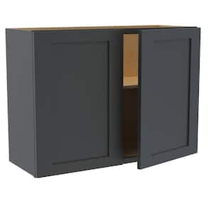 Newport Onyx Gray Painted Plywood Shaker Assembled Wall Kitchen Cabinet Soft Close 33 W in. 12 D in. 24 in. H
