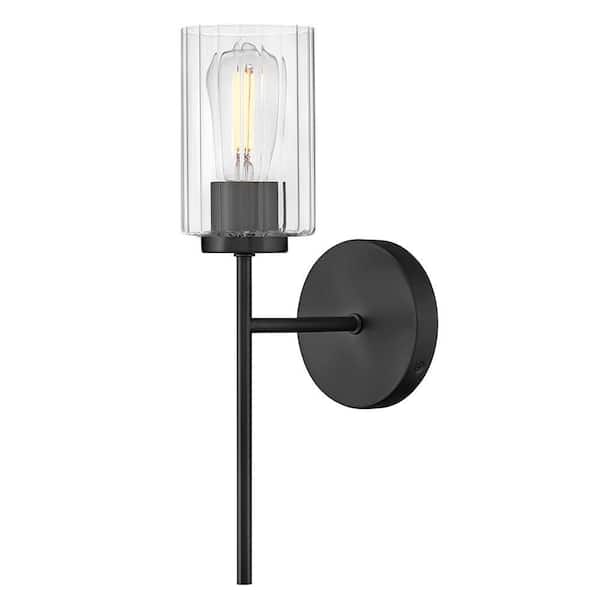 Leta 5.25 in. 1-Light Black Vanity Light