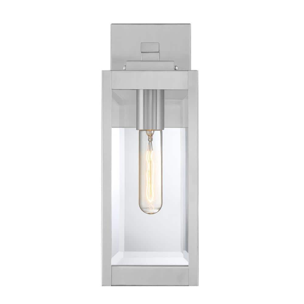 Westover 14.25" Stainless Steel Outdoor Wall Lantern with Clear Glass