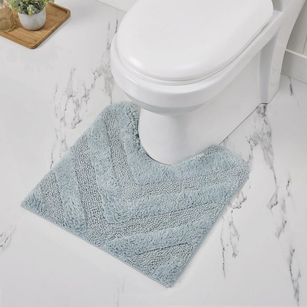 Better Trends Hugo 20 in. x 20 in. Blue 100 Cotton Contour Bath Rug