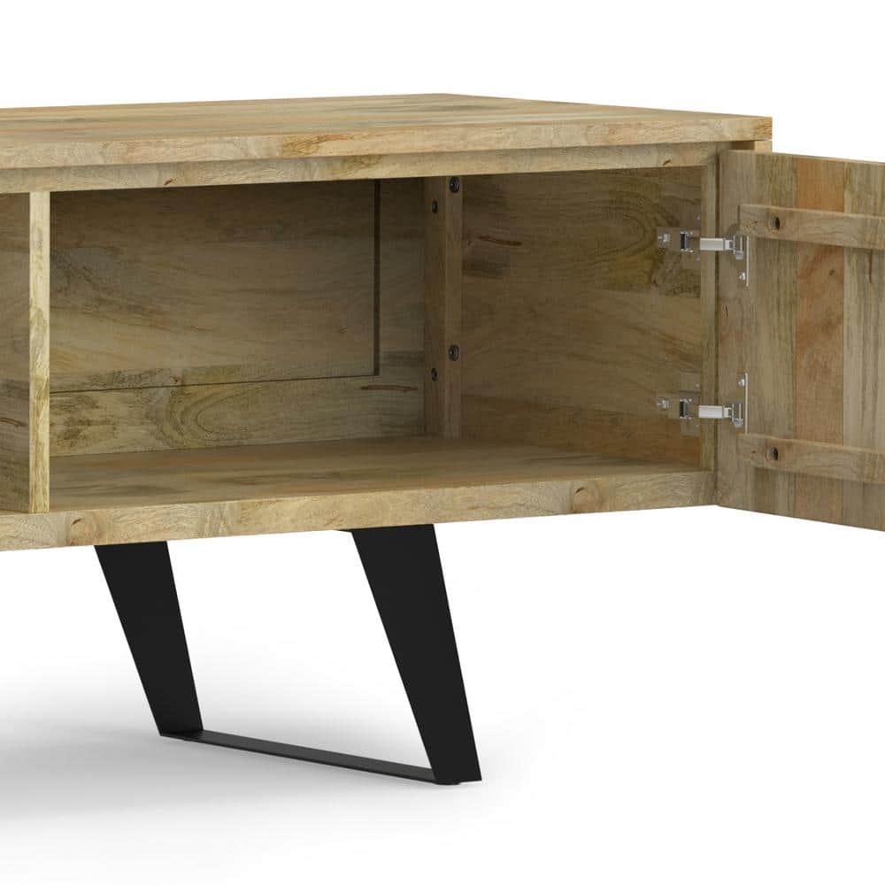 Lowry Natural Mango Wood 72" TV Media Stand with Cabinet