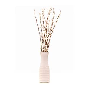 10 in. Willow Design Pussy Willow Assorted Mix Salix Caprea Plant with Pink Vase