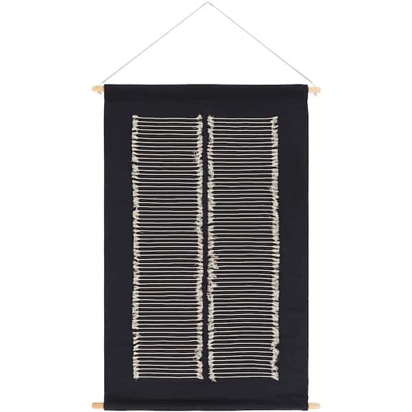 Livabliss Suri 24 in. x 36 in. Black Wall Hanging