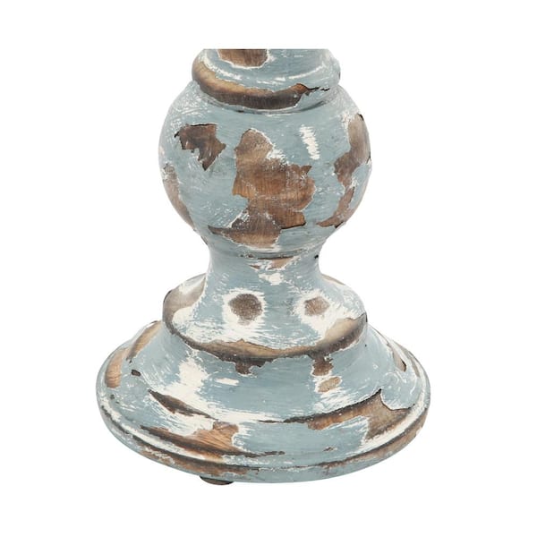 Light Blue Wood Candle Holder (Set of 3)